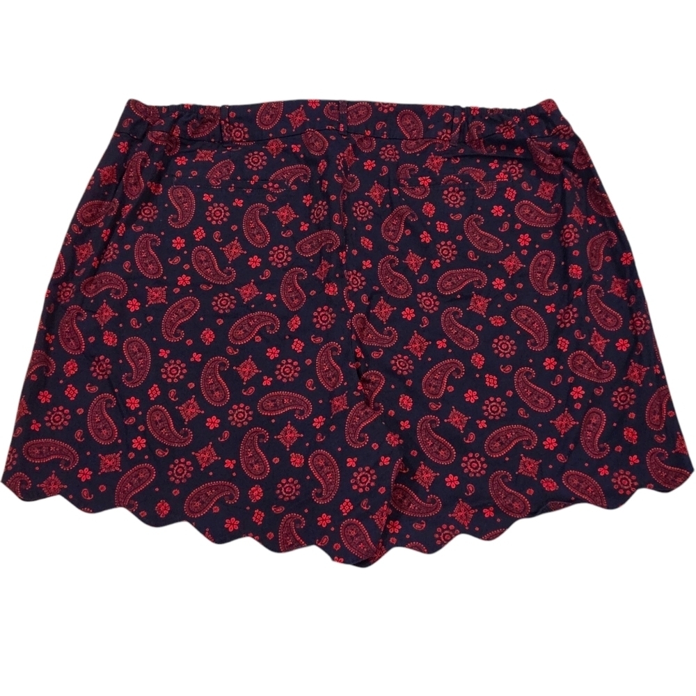 Talbots Women's Navy and Red Paisley Scallop-Trim Shorts Size 24W - Picture 2 of 12
